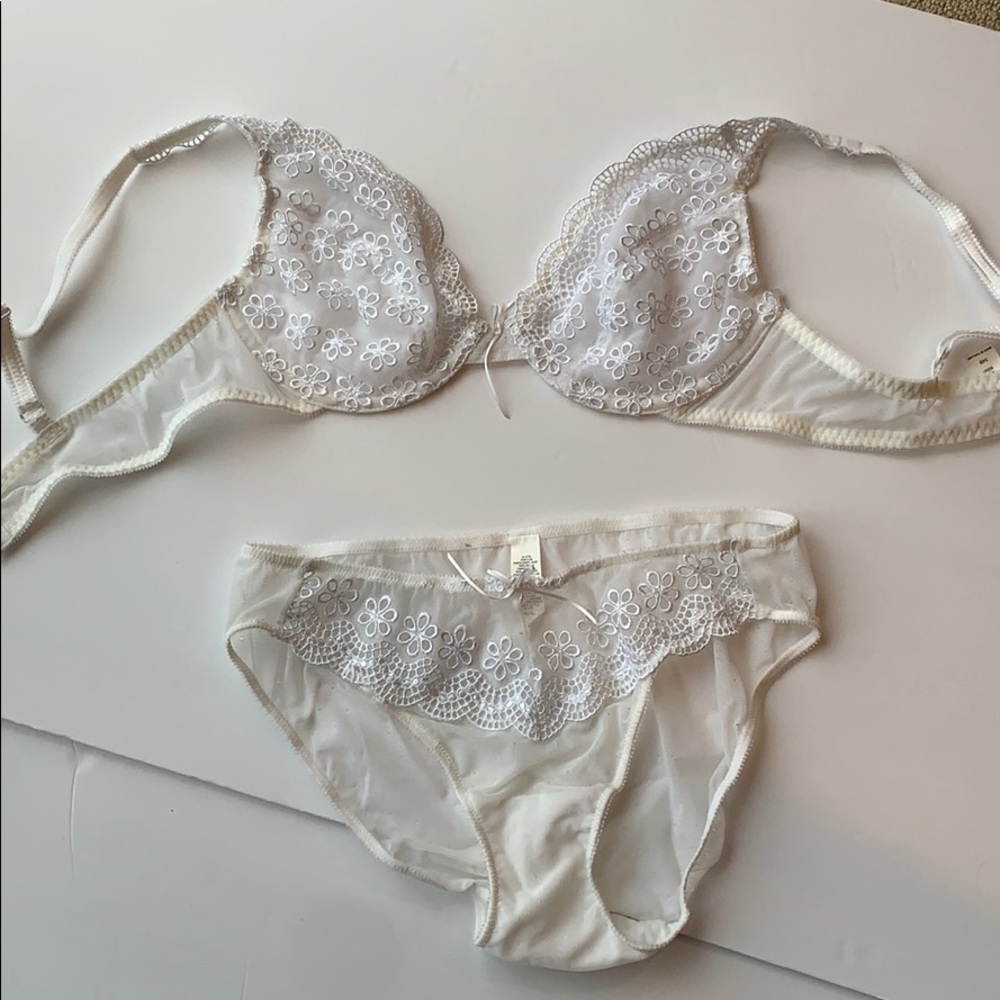 White bra and underwear set.